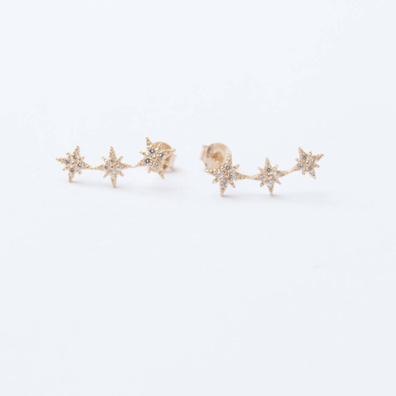 9ct Gold Climber Earrings Star Studs Stud Earrings Etsy UK
