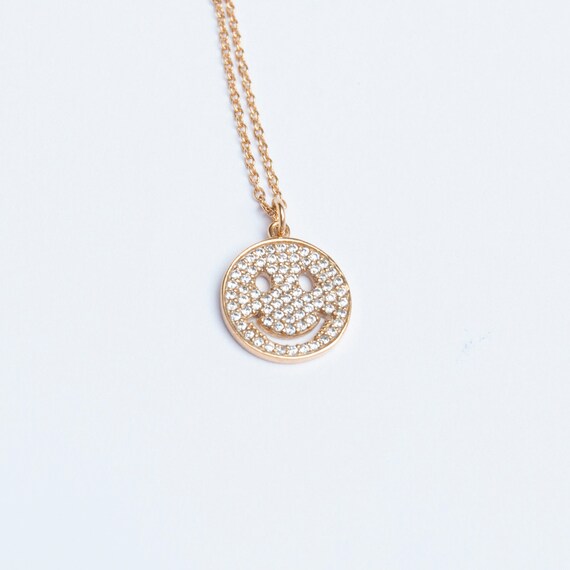 Smiley face cheap necklace diamond