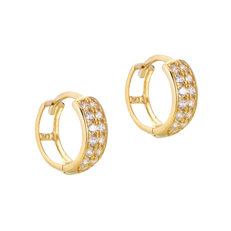 9ct Gold Chunky Cz Pave Cage Hoops Pave Hoop Earring - Etsy UK