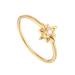 North star ring stacking ring tiny north star gold ring zodiac jewelry small ring tiny gold ring star ring ring C1-R-8142 image 3