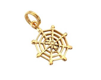 Spider web pendant - spider necklace - spider web necklace - gold charm - sterling silver necklace - silver necklace - charm - A5PD-0349