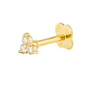 9ct Solid Gold - tiny - trio - cz - labret - stud - gold - stud earring - helix - cartilage - conch - tragus - labret - gold stud I3-SB-5609