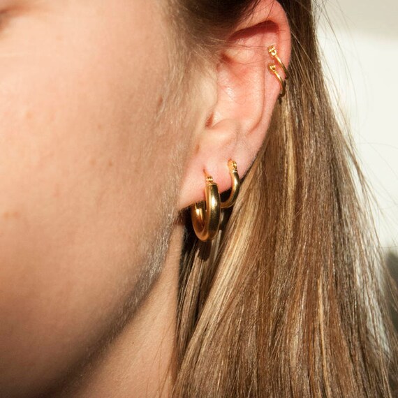 Small gold creole earrings sale