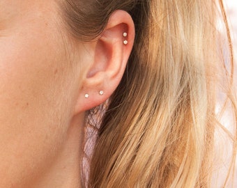 9ct Solid Gold Diamond Earrings - 9ct Gold - Rose Gold - White Gold - Silver - Diamond - Diamond earrings - tiny diamond stud - 9k -SF-2252
