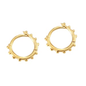 Tiny dotted hoops - gold hoop earrings - cartilage piercing - boho hoops - tiny gold hoops - sterling silver - huggie hoops - E3-HU-7014