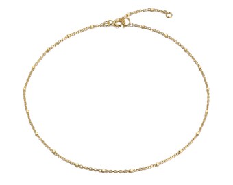 Saturno chain anklet - 9ct gold - silver - square bead - adjustable - 9ct gold chain - gold anklet - bead chain - anklet - 9ct -L2-SAT-9-10