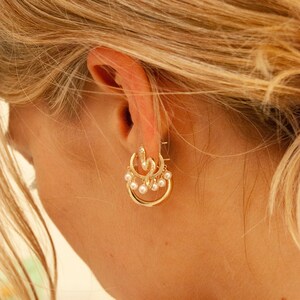 9ct Gold Pearl Drop Hoops Pearl Earrings Hoop Earrings - Etsy