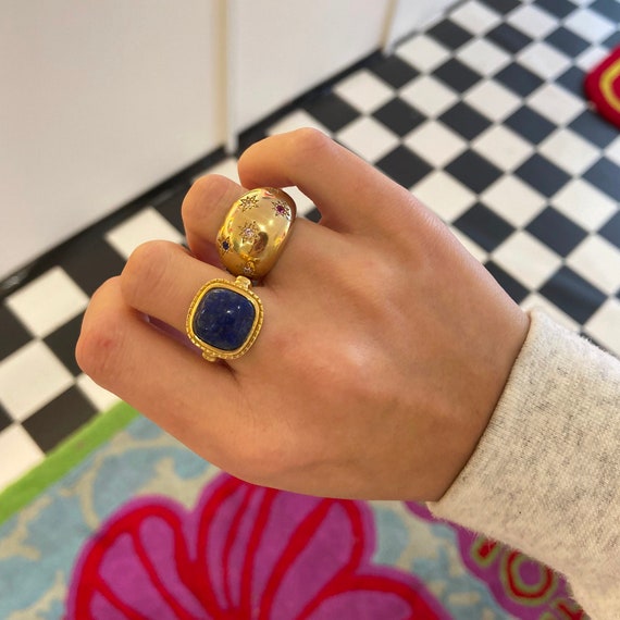 Chunky gold dome ring deals