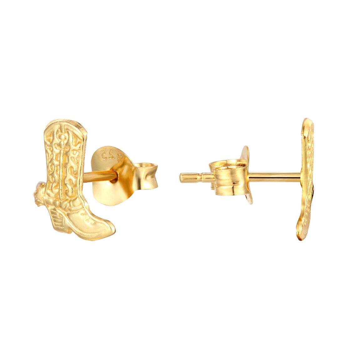 Cowboy boot earrings tiny gold stud earrings tiny stud Etsy