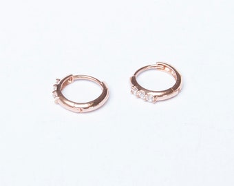 9ct gold - cz hoops - tiny hoop earring - tiny hoop - gold hoop earring - huggie - gold hoops - 9ct gold hoops - gold hoops - I3HU-1057