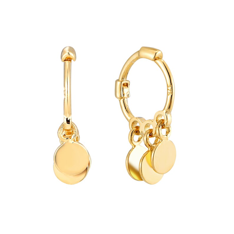 9ct gold charm hoop earrings tiny hoop gold hoop earring Etsy