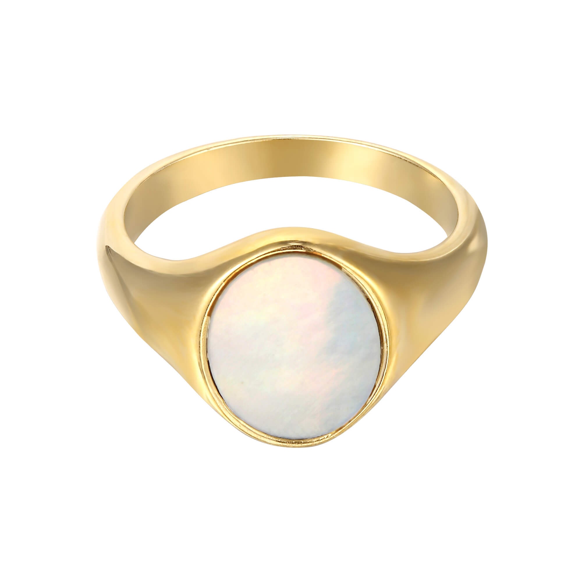 Mother of Pearl Oval Signet Ring Gold Ring Signet Ring Pearl Ring