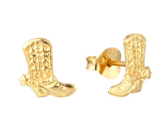 Cowboy boot earrings - tiny gold stud earrings - tiny stud earrings - cowboy boot studs - tiny gold earrings - silver earrings - E2-SF-2681