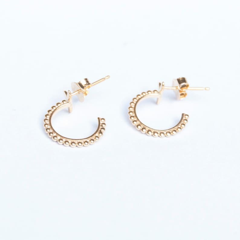 dot hoops gold M30297 bobble gold earrings hoop earrings stud earrings gold dot stud earrings Half hoop hoops gold studs