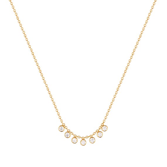 Gold Cubic Zirconia Bezel Charm Drop 
