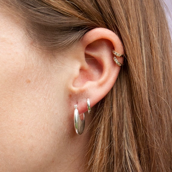 Chunky Curved Creole Hoops Silver Hoops Gold Hoops Thick Hoop