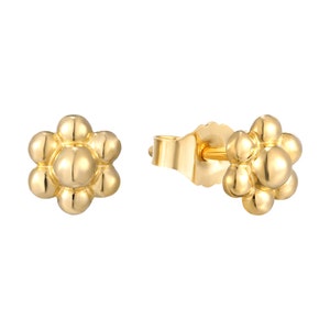 9ct gold -  tiny flower studs - flower earrings - stud earrings -  earrings - gold - studs - gold studs - tiny studs -I3-SF-5443