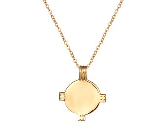 Disc medallion necklace - pendant necklace - silver - pendant - disc charm - gold - silver necklace - gold necklace - medallion -A5-CN-0711