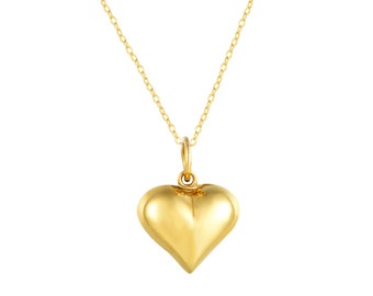 Chunky puffy heart - charm - gold - silver - heart charm - puffy heart - puffy heart - silver charm - gold charm - heart jewelry -A1-PD-0258