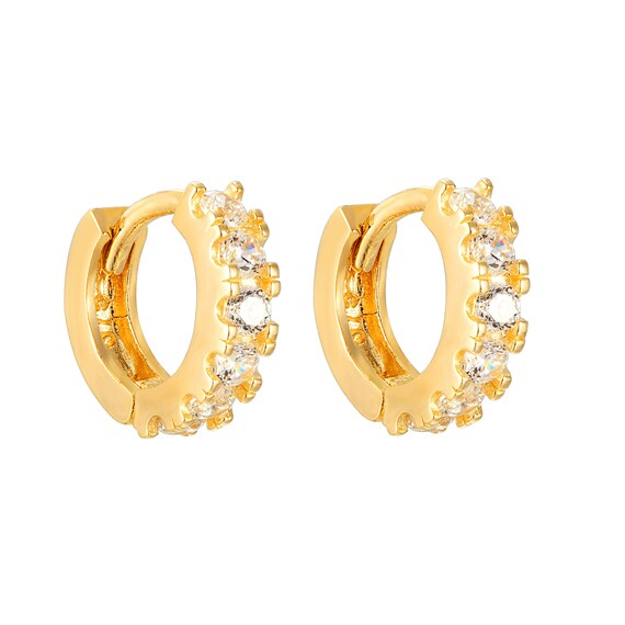 9ct gold cubic zirconia hoop best sale earrings