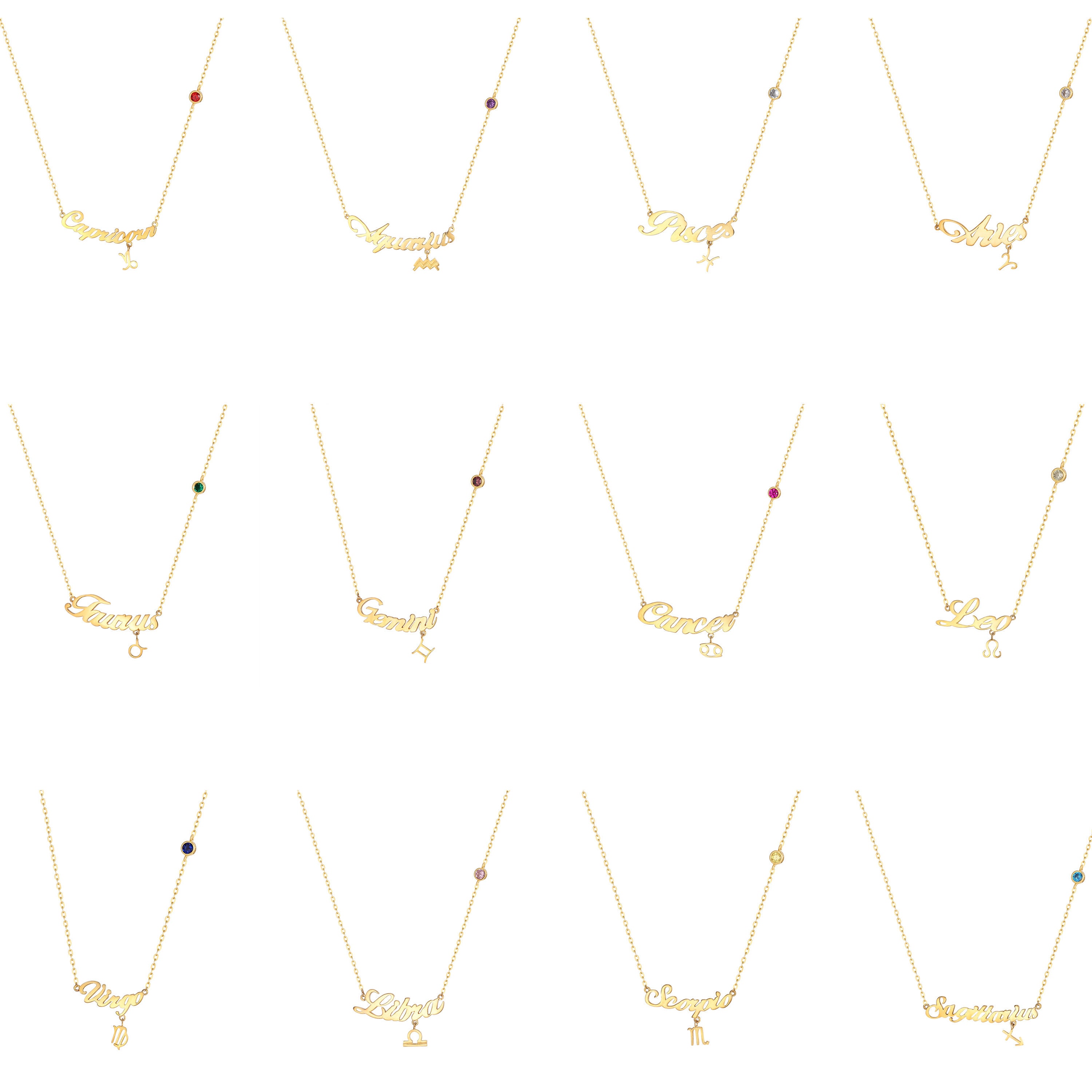 9ct Gold Star Sign Birthstone Silver 