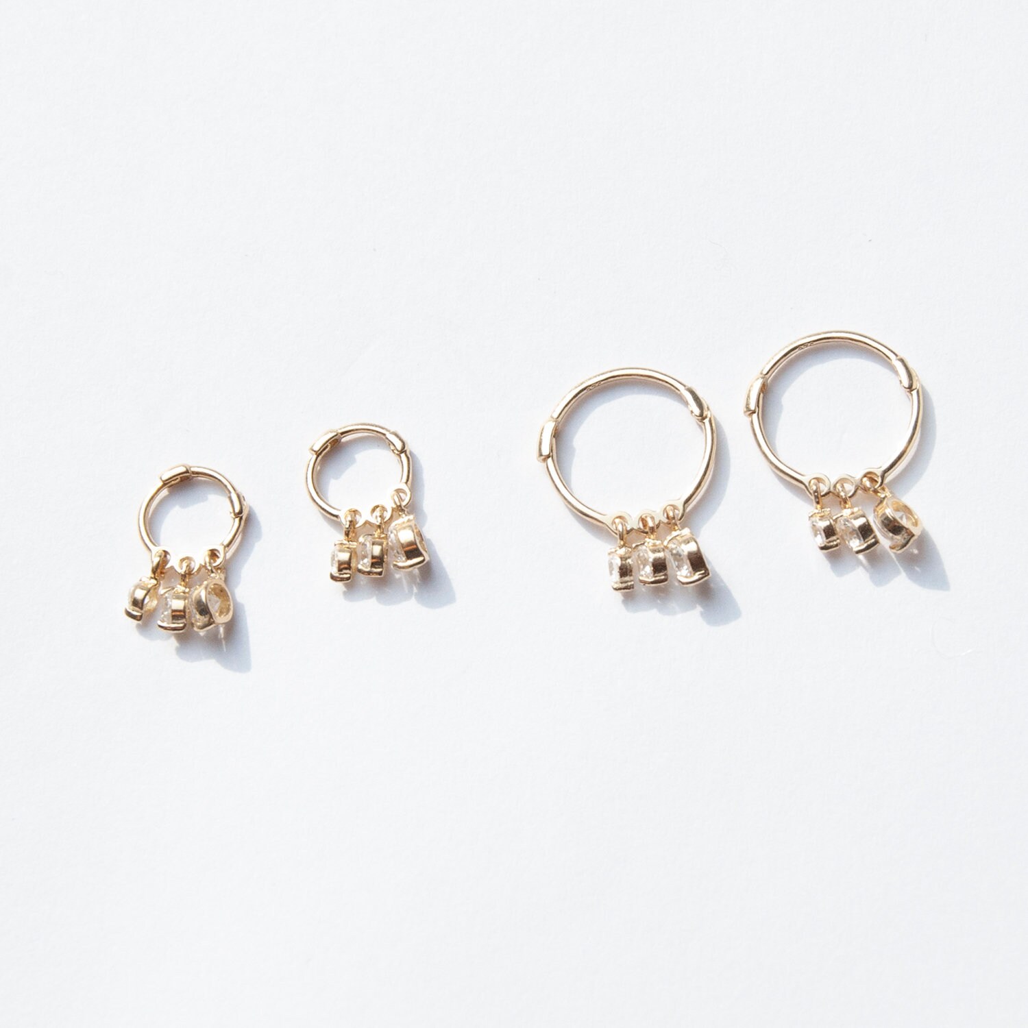 9ct Gold Tiny Cz Charm Hoop Earrings Hoop Gold Hoop Etsy UK