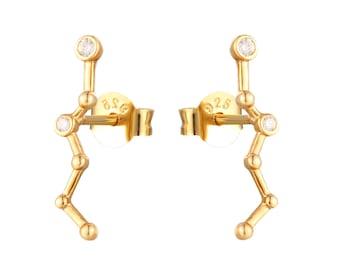 9ct Gold - Constellation cz stud - climber - gold stud earring - constellation stud - cz - tiny - earring - climber - gold earring I3SF-5891