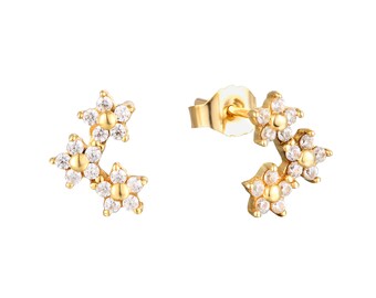 9ct gold - stud earrings - small gold earrings - flower studs - gold flowers - flower earrings - gold stud earrings - gold studs -I3-SF-6043