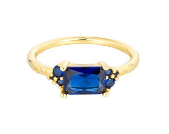 Sapphire - CZ Baguette Ring - Gold vermeil - Silver - cz baguette - silver ring - gold ring - cubic zirconia ring - sapphire ring -M6-R-2557