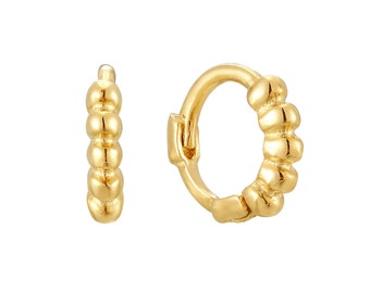 Gold - tiny hoop earrings - tiny silver hoop - gold hoop earring - huggies - hoops - 9ct gold hoops - gold hoops - dot hoop -I3HU-4890