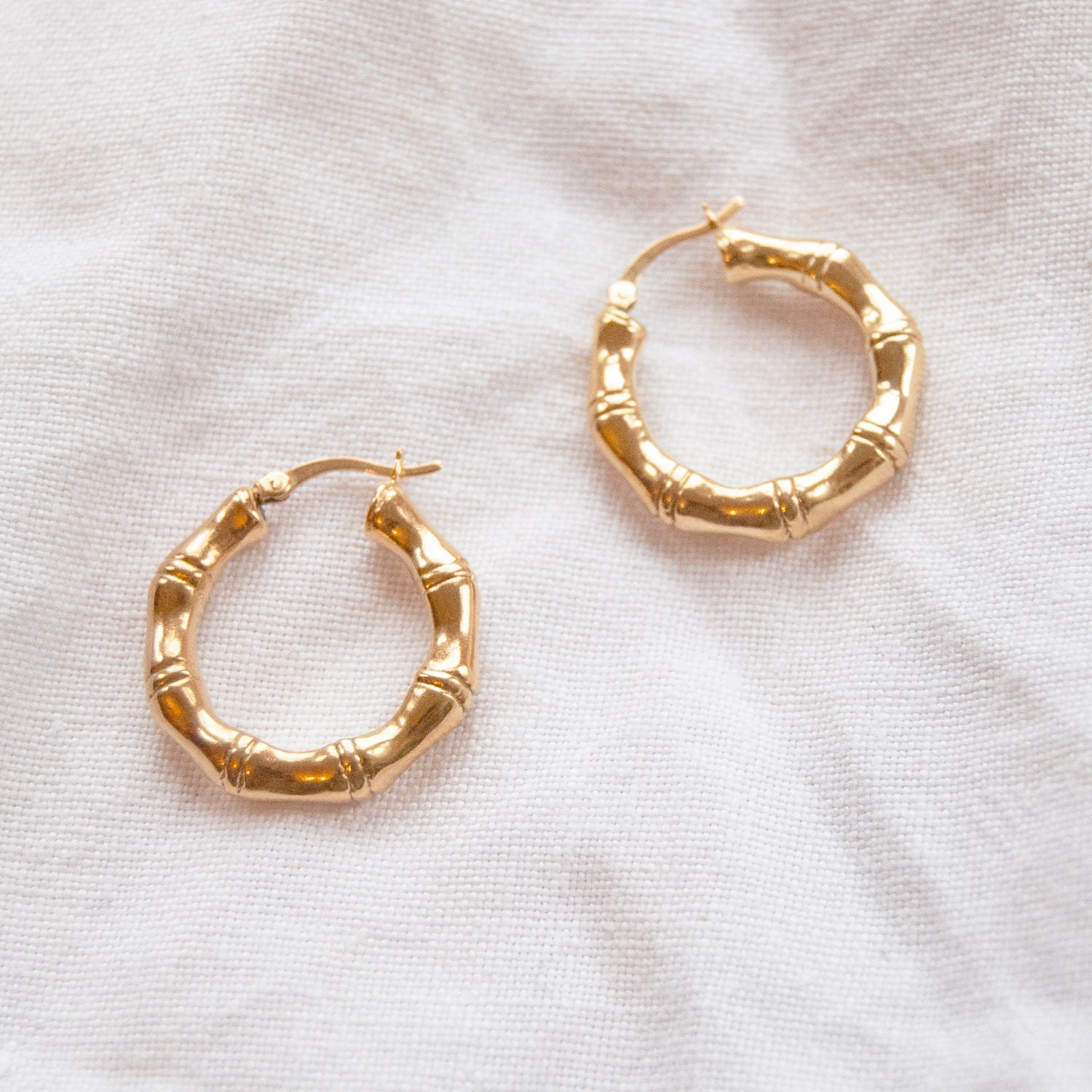 Gold bamboo hoops Clearance