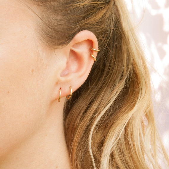 EC One| Small Single Diamond Gold Hoop Earring