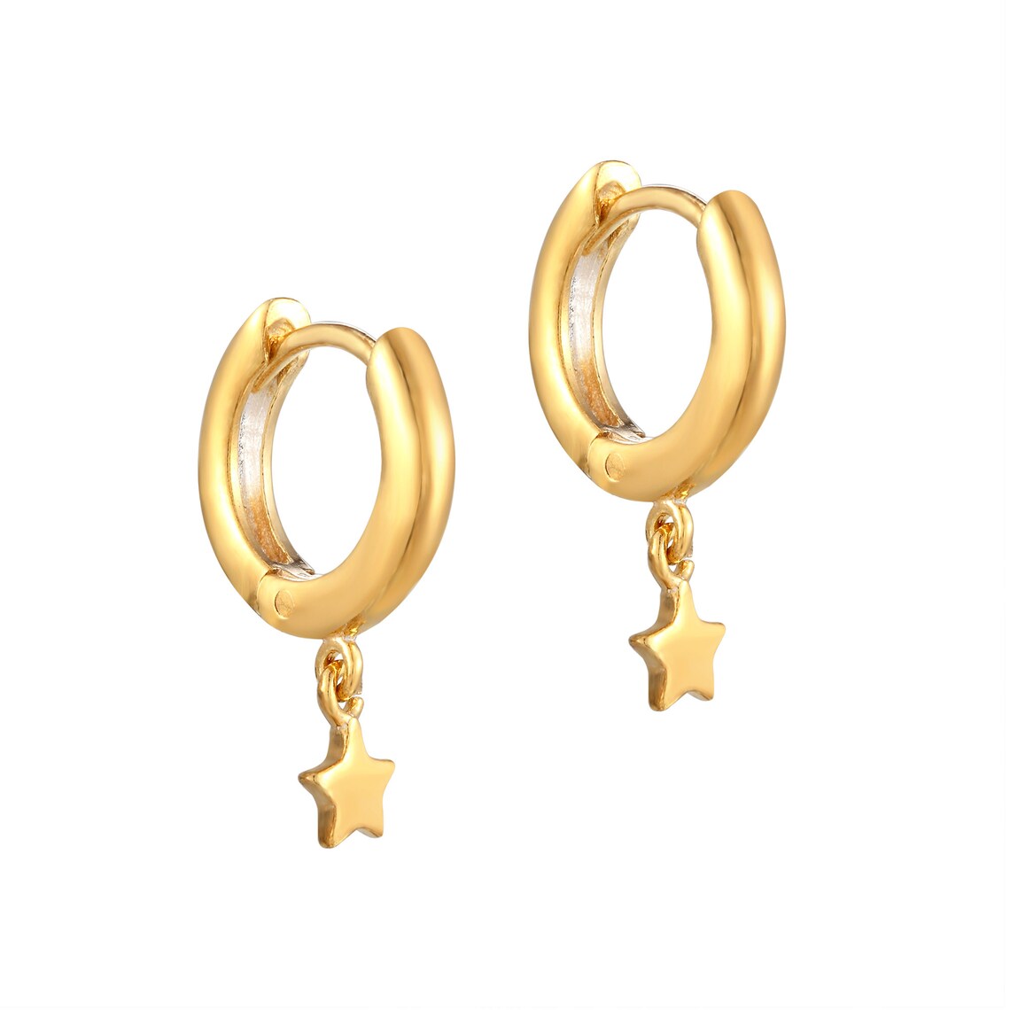 Charm Hoop Tiny Gold Hoop Earrings Charm Hoop Earrings Etsy UK