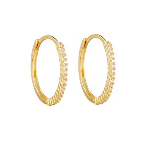 9ct gold - cubic zirconia - tiny hoop earring - tiny hoop - gold hoop earring - huggie - gold hoops - cz hoops -  gold hoops - I3HU-5275