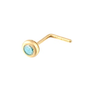 9ct gold - Aquamarine - CZ bezel - nose stud - 9ct gold nose stud - cz nose stud - tiny nose stud - body jewellery - nose piercing - NS-2228