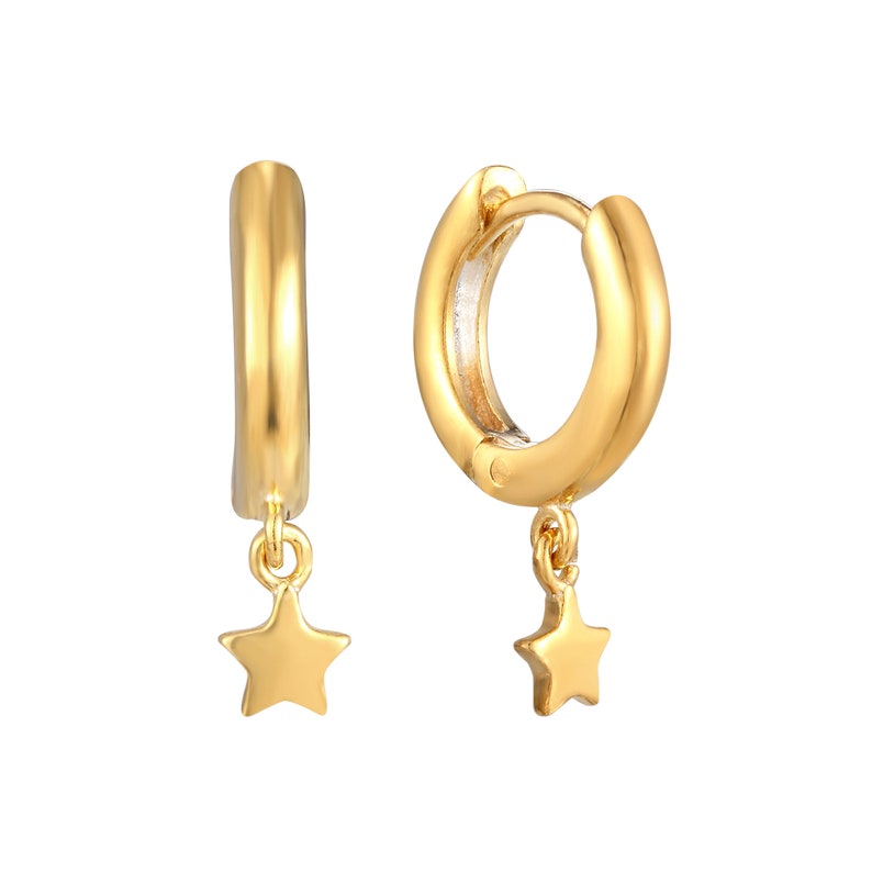 Charm Hoop Tiny Gold Hoop Earrings Charm Hoop Earrings Etsy UK