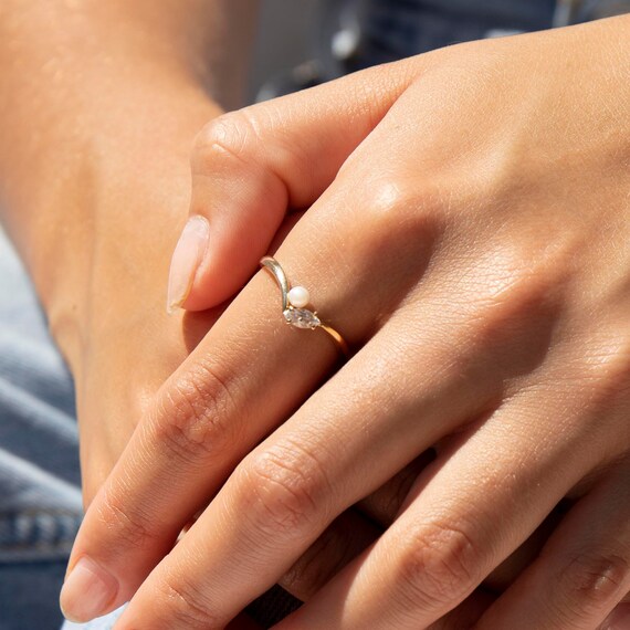 9ct gold - pearl antique ring - ring - pearl ring