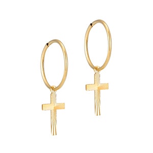 Tiny Gold Hoops Tiny Hoops Cross Hoops 9ct Gold Hoops - Etsy UK