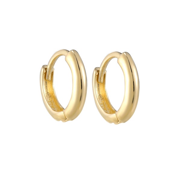 Small Gold Chunky Hinged Hoop Earrings in Yellow, Rose or White Gold