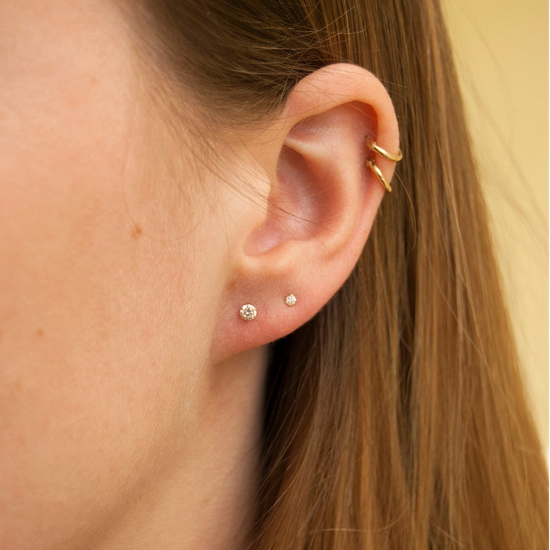 Cubic zirconia studs gold Clearance