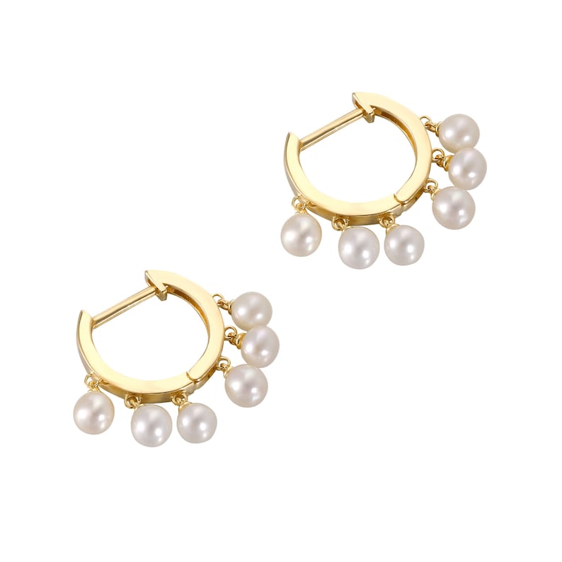 9ct Gold Pearl Drop Hoops Pearl Earrings Hoop Earrings Etsy UK