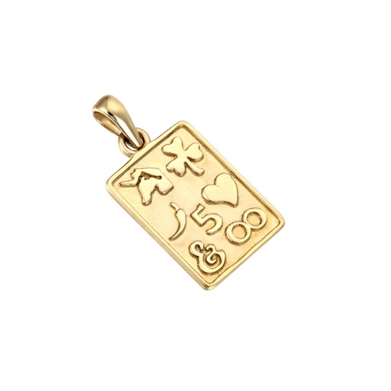 Good Luck Medallion Lucky Charm Pendant Lucky Necklace Rectangle