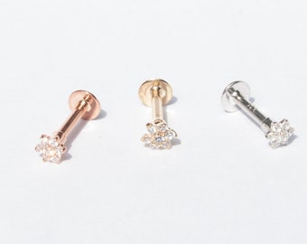 Tiny stud - gold stud earring - tiny gold stud - flower stud - tiny earring - flower cz stud - helix - cartilage - conch - tragus -I3SB1155