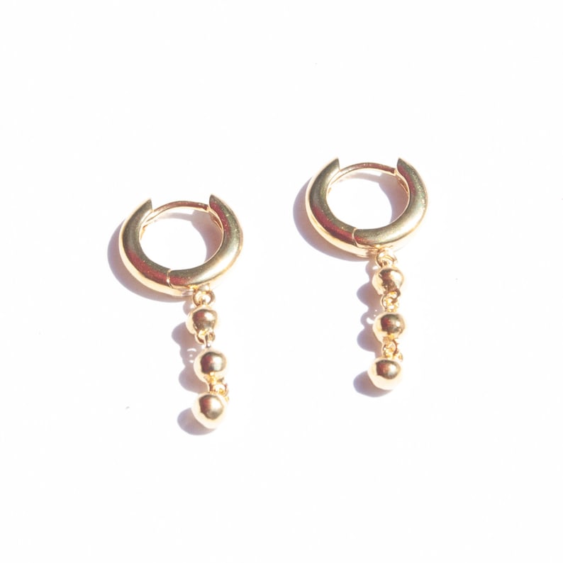 bead earrings tiny gold hoops charm earrings hoop earrings Bead charm drop hoops silver earrings gold hoops charm -E4HU1164