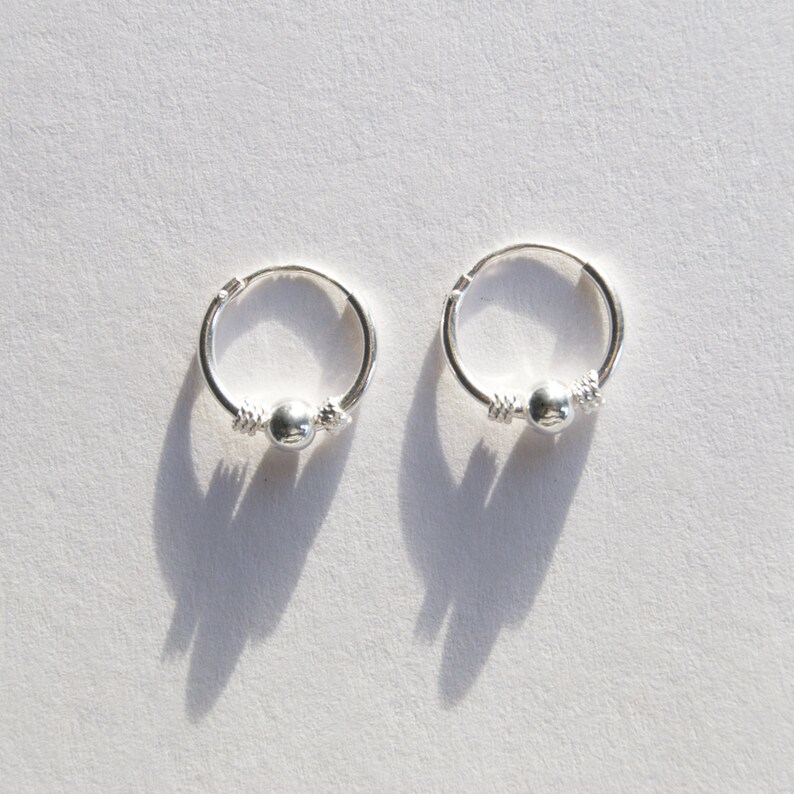 Tiny Bead Chain Hoop Earrings Tiny Hoops Silver Hoops Etsy UK