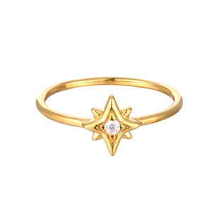 North star ring stacking ring tiny north star gold ring zodiac jewelry small ring tiny gold ring star ring ring C1-R-8142 image 5