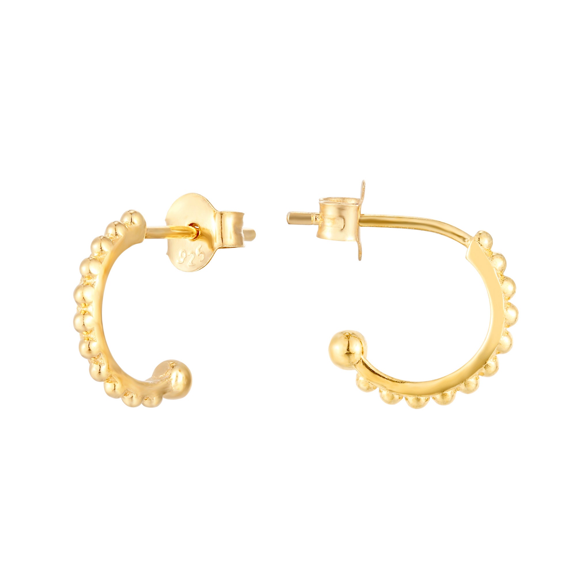 9ct Gold 3x20mm Half Round Hoop Earrings | Angus & Coote