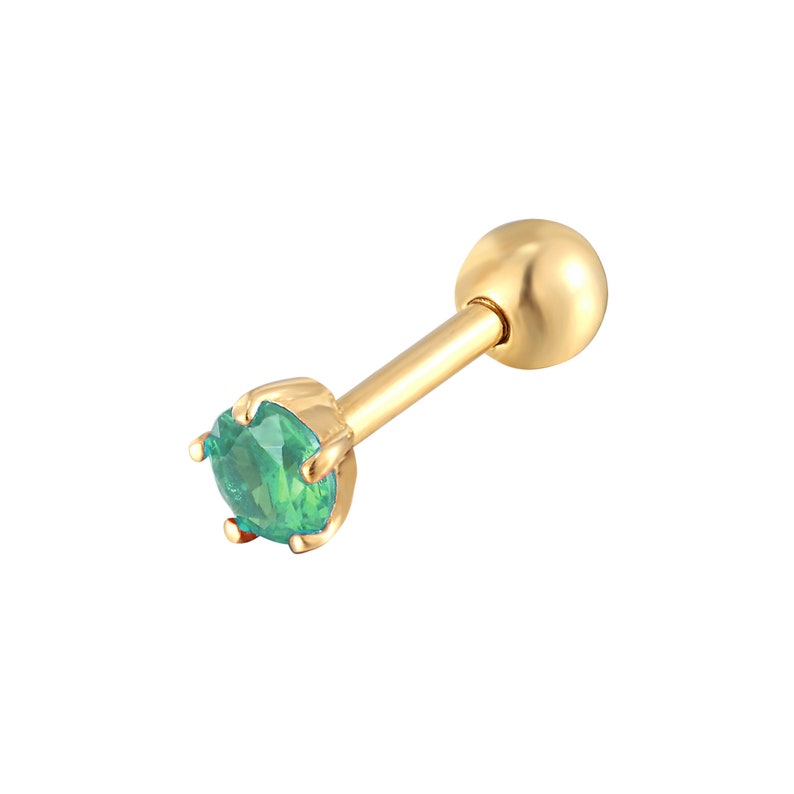 9ct Gold Emerald Barbell Stud Earring Emerald Stud 9ct Etsy