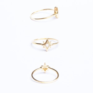 North star ring stacking ring tiny north star gold ring zodiac jewelry small ring tiny gold ring star ring ring C1-R-8142 image 2