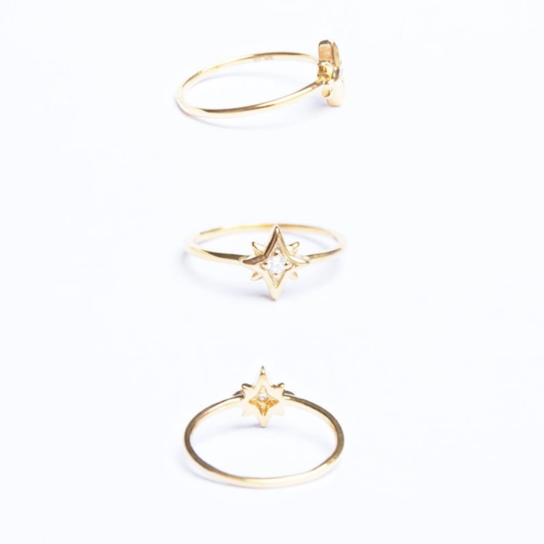 North star ring stacking ring tiny north star gold ring zodiac jewelry small ring tiny gold ring star ring ring C1-R-8142 image 2